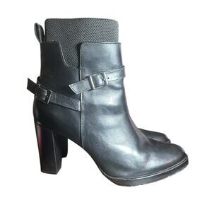 Franco Cuadra Black Leather Buckle High Heel Ankle Boots Women’s US 9 MX 26